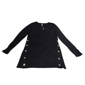 Dearcase Women's Long Sleeve Pullover Kint Top Medium Elbow Patches Black